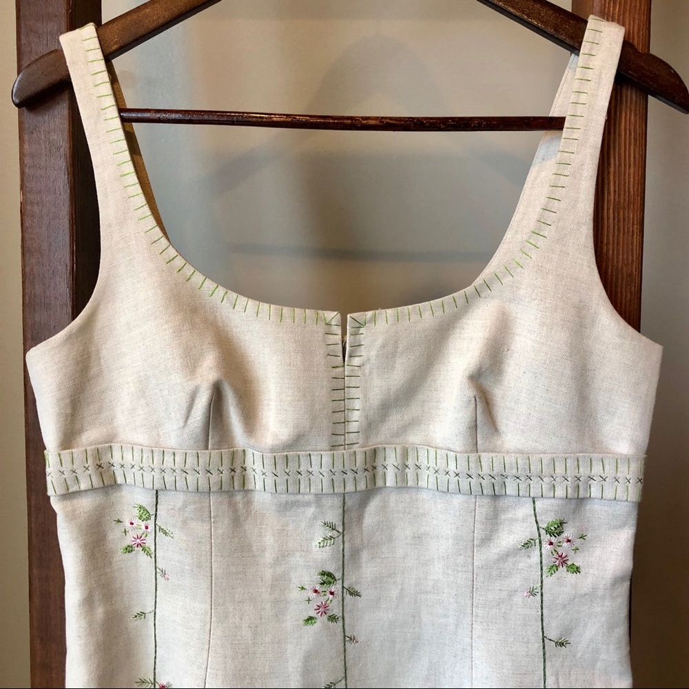 BCBGMaxAzria Collection Linen Cream Dress